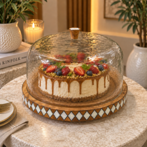 جاط كعك خشب هندي غطا زجاج