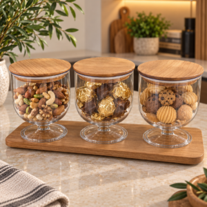 طقم مرطبان اكريلك بقاعدة كبير